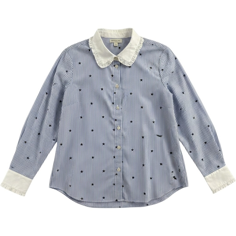 Kate Spade x Broome Street Blue Striped Stars Ruffle Womens Medium NEW Sample